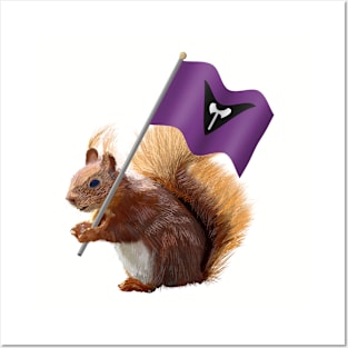 Red Squirrel with a Labrys Pride Flag Posters and Art